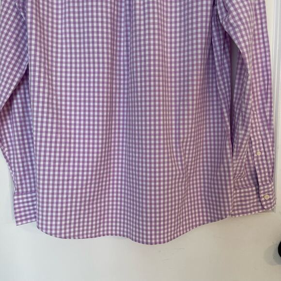 Vineyard Vines Mens Small Classic Fit Shirt Purple Gingham Plaid Stretch - Picture 5 of 6